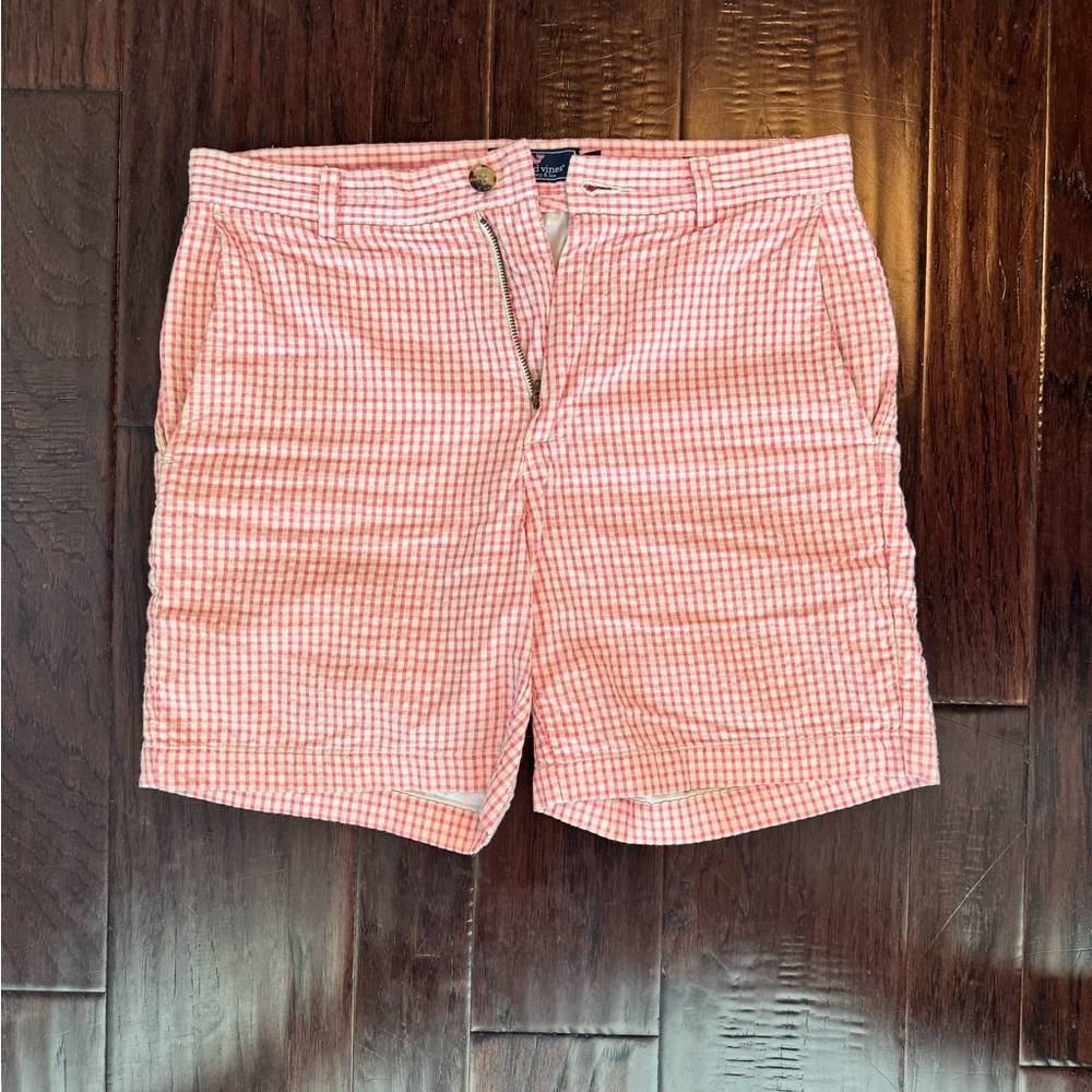 Vineyard Vines Pink and White Gingham Shorts